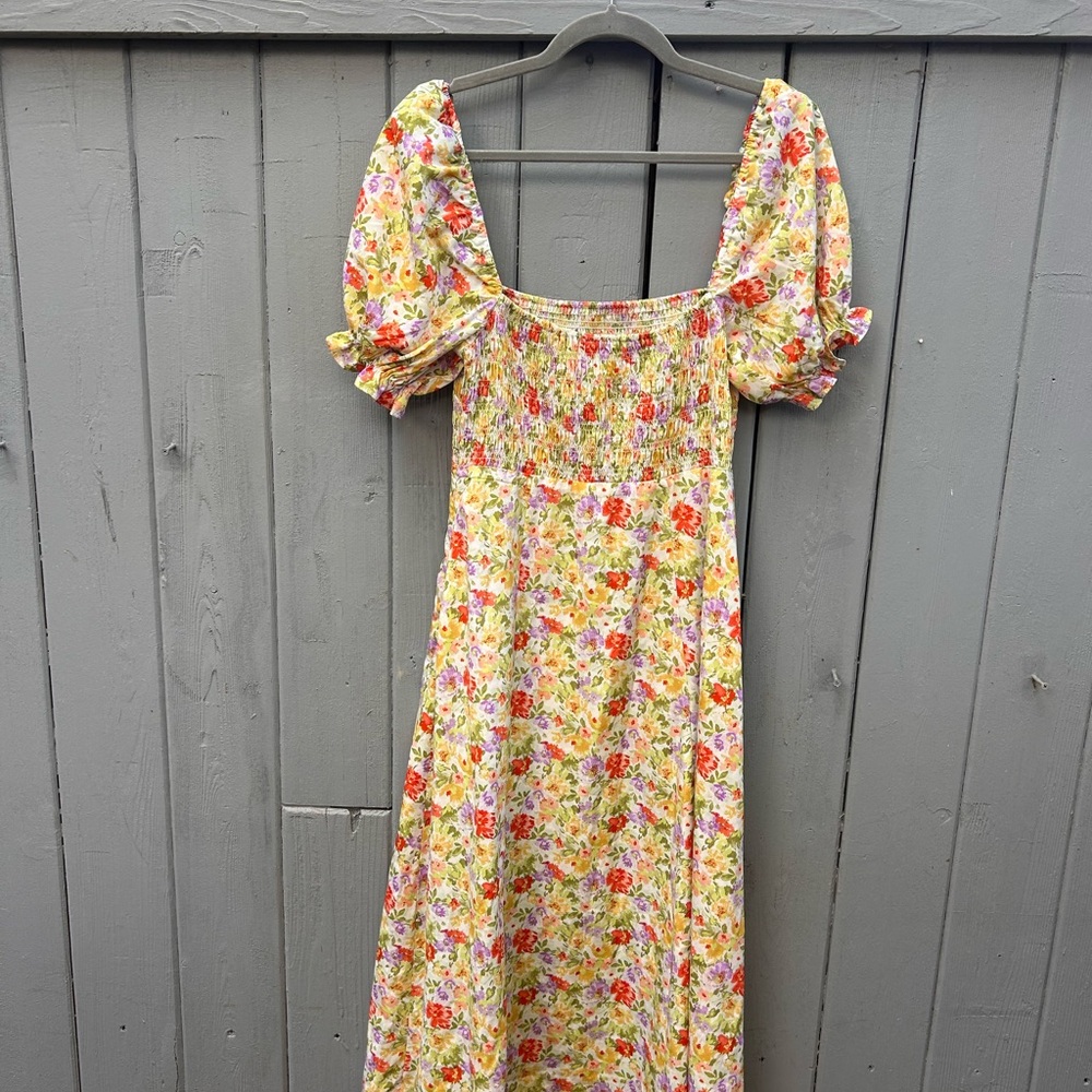 Astr Floral Puff Sleeve Dress